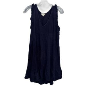 Umgee Red White and Boujee Linen Blend Navy Shift Dress Size Small